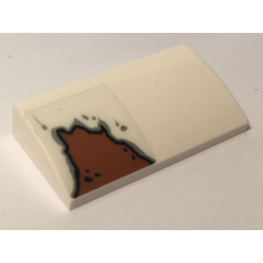 white slope curved 2 x 4 x 2 3 with bottom tubes with rust on left pattern sticker - set 10274