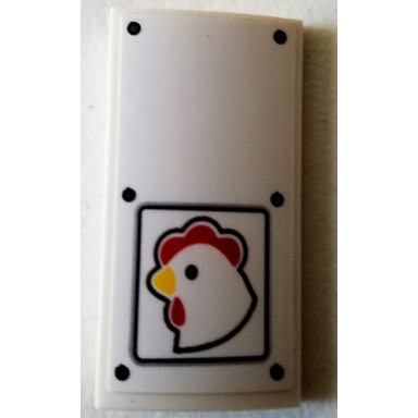 white slope curved 2 x 4 x 2 3 with bottom tubes with rivets and chicken pattern model left side sticker - set 70920