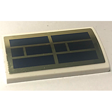 white slope curved 2 x 4 x 2 3 with bottom tubes with dark blue and gold solar panel pattern sticker - set 60350