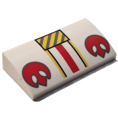 white slope curved 2 x 4 x 2 3 with bottom tubes with yellow and dark bluish gray danger stripes 2 red sw rebel alliance symbols pattern brickheadz luke skywalker rebel pilot helmet