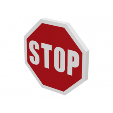 white road sign 2 x 2 octagon with clip with stop on red background pattern