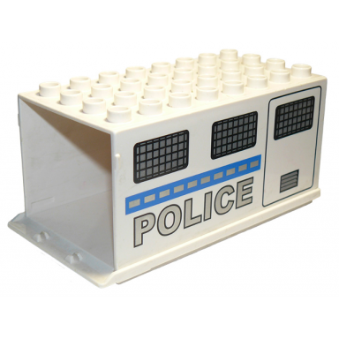 white duplo truck semi-tractor container 4 x 8 x 3.5 with police pattern