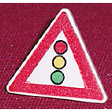 white road sign 2 x 2 triangle with clip with traffic light pattern