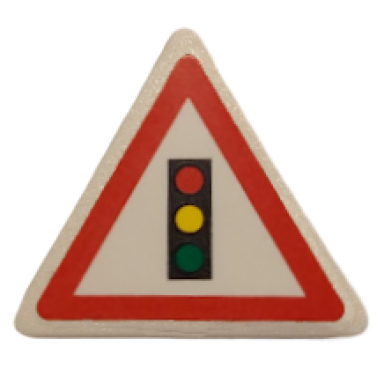 white road sign 2 x 2 triangle with clip with traffic light pattern sticker - set 8401