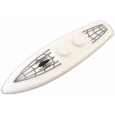 white minifigure utensil surfboard standard with black spider and spider web pattern stickers - set 76059