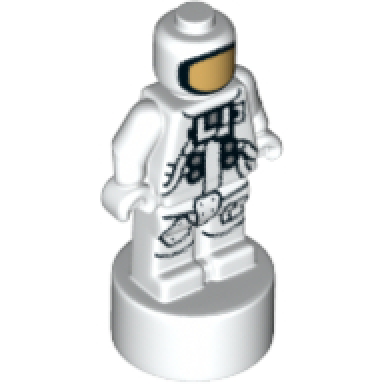 white minifigure utensil statuette trophy with nasa astronaut pattern
