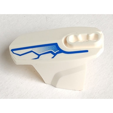 white hero factory armor with ball joint socket - size 5 with blue and white fracture pattern sticker - set 6230