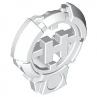 white hero factory chest badge with h and flat bottom