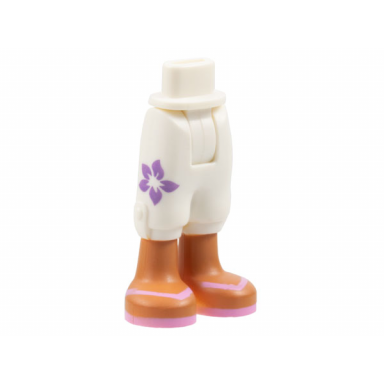 white mini doll hips and trousers cropped with medium lavender flower medium nougat legs and bright pink sandals with straps pattern - thick hinge