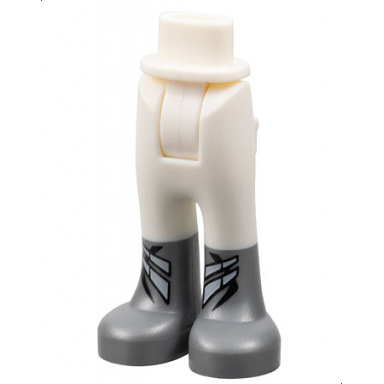 white mini doll hips and trousers with back pockets with flat silver boots with white clasps pattern - thick hinge