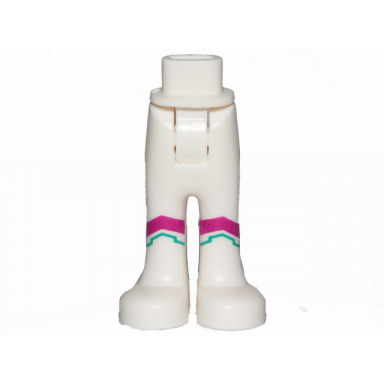 white mini doll hips and trousers with back pockets with magenta and dark turquoise angled stripes pattern - thick hinge
