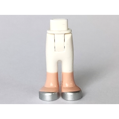 white mini doll hips and trousers with back pockets with light nougat lower legs and silver shoes pattern - thick hinge
