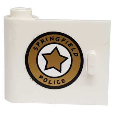 white door 1 x 3 x 2 left - open between top and bottom hinge with springfield police pattern sticker - set 71016
