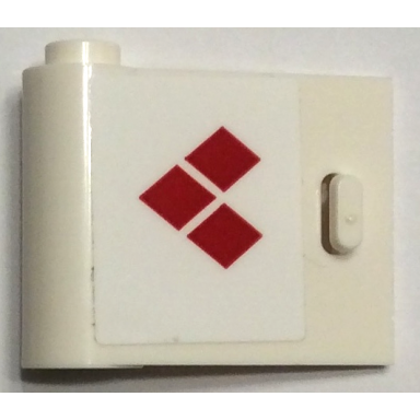 white door 1 x 3 x 2 left - open between top and bottom hinge with 3 red diamonds pattern sticker - set 70921
