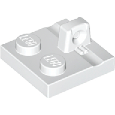 white hinge plate 2 x 2 locking with 1 finger on top