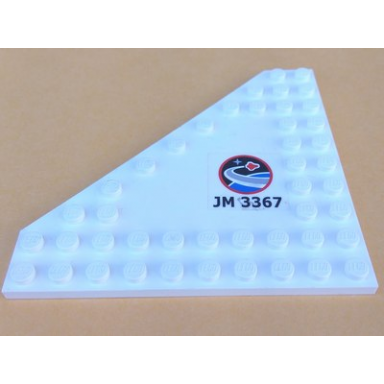 wedge plate 10 x 10 cut corner with no studs in center with space center logo and jm 3367 pattern model left side sticker - set 3367