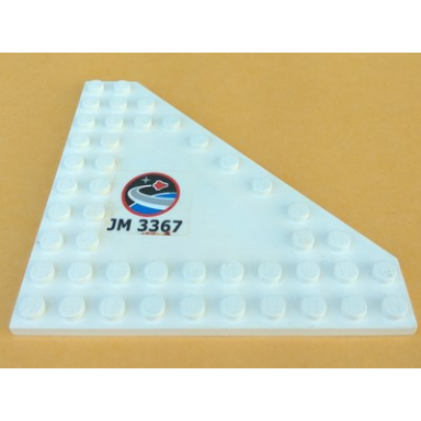 wedge plate 10 x 10 cut corner with no studs in center with space center logo and jm 3367 pattern model right side sticker - set 3367