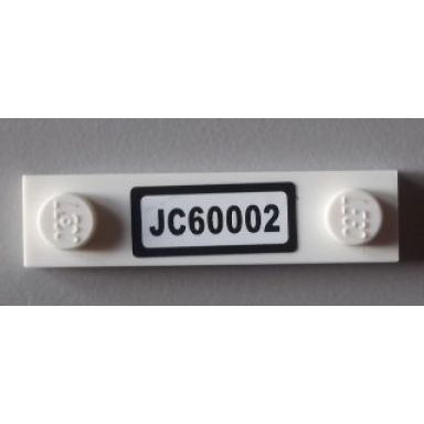 white plate modified 1 x 4 with 2 studs without groove with jc60002 pattern sticker - set 60002