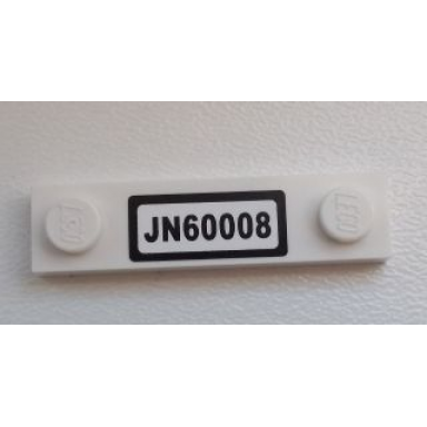 white plate modified 1 x 4 with 2 studs without groove with jn60008 pattern sticker - set 60008
