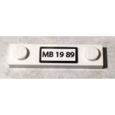 white plate modified 1 x 4 with 2 studs without groove with mb 19 89 pattern sticker - set 76004