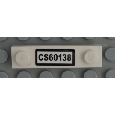 white plate modified 1 x 4 with 2 studs without groove with cs60138 pattern sticker - set 60138