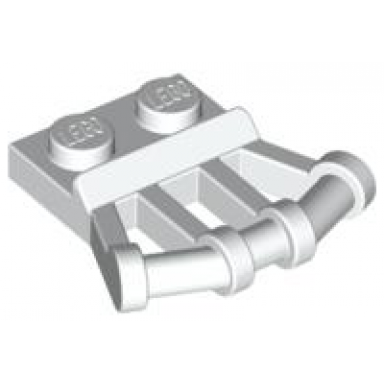 white plate modified 1 x 2 with angled bar handles on side