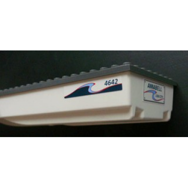 white boat hull unitary 28 x 8 with dark bluish gray top with annabell on back and 4642 on both sides pattern stickers - set 4642