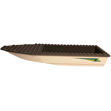 white boat hull unitary 28 x 8 with dark bluish gray top with green and lime arrows pattern on both sides stickers - set 60168