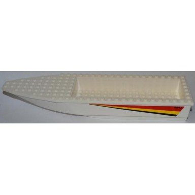 white boat hull unitary 28 x 8 with white top with red yellow and black stripes and 4643 pattern on both sides stickers - set 4643
