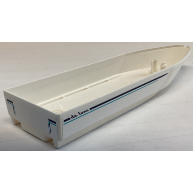 white boat hull unitary 28 x 8 base with dark blue de luxe and stripes pattern on both sides stickers - set 60221