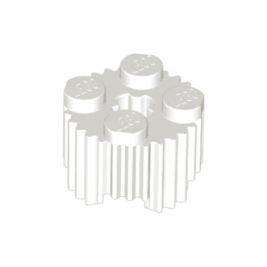 white brick round 2 x 2 with axle hole and grille fluted profile