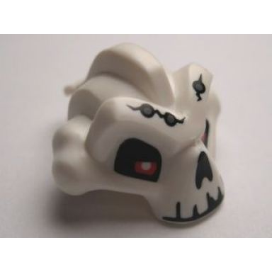 white minifigure head modified skull jaw upper with red eyes and forehead nails pattern