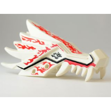 white dragon head ninjago jaw upper with red and dark red fire spirit pattern