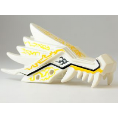 white dragon head ninjago jaw upper with yellow lightning spirit pattern