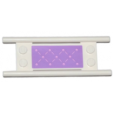 white minifigure utensil stretcher without bottom hinges with medium lavender mattress with bright pink buttons pattern sticker - set 41036