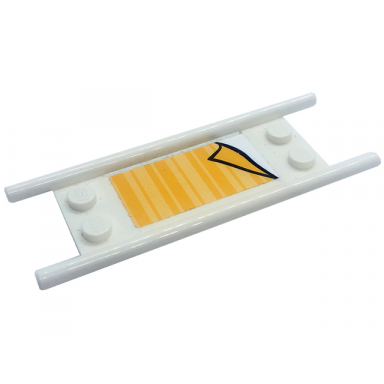 white minifigure utensil stretcher without bottom hinges with orange blanket pattern sticker - set 41318