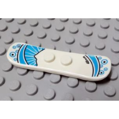 white minifigure utensil snowboard small with dark azure circles and curved stripes black dots and 48mm pattern