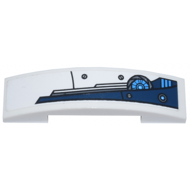 white slope curved 4 x 1 x 2 3 double with dark blue stylized wing pattern model left side sticker - set 70007