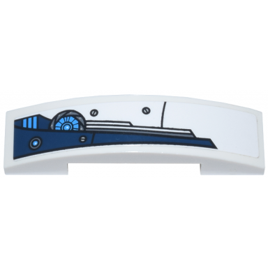 white slope curved 4 x 1 x 2 3 double with dark blue stylized wing pattern model right side sticker - set 70007