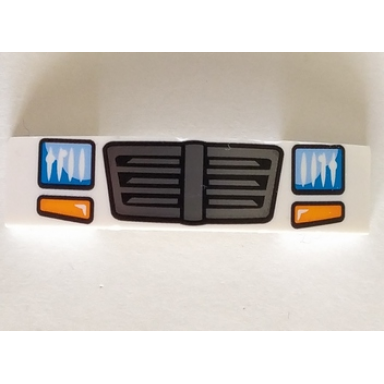 white slope curved 4 x 1 x 2 3 double with metallic silver grille blue headlights and orange turn lights pattern