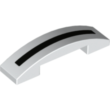 white slope curved 4 x 1 x 2 3 double with black stripe pattern