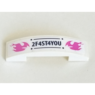 white slope curved 4 x 1 x 2 3 double with 2f4st4you pattern sticker - set 41348