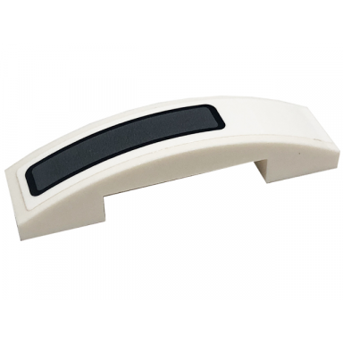 white slope curved 4 x 1 x 2 3 double with dark bluish gray rounded rectangle with black border pattern sticker - set 75305