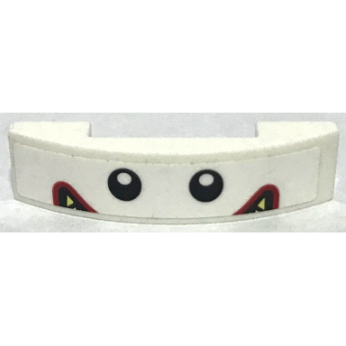 white slope curved 4 x 1 x 2 3 double with eyes black and red grinning mouth with bright light yellow teeth pattern the joker face middle section sticker - set 70922