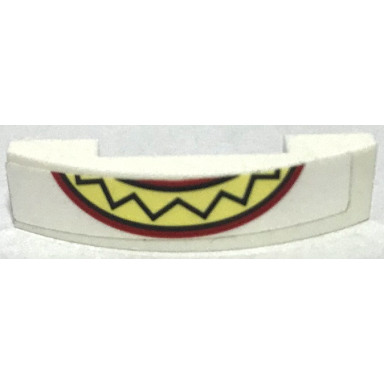 white slope curved 4 x 1 x 2 3 double with black and red grinning mouth with bright light yellow teeth pattern the joker face bottom section sticker - set 70922