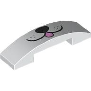 white slope curved 4 x 1 x 2 3 double with black mouth and nose and bright pink tongue pattern
