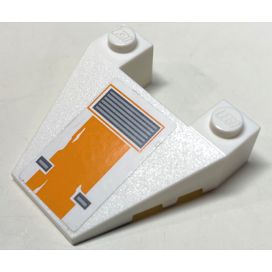 white wedge 4 x 4 taper with stud notches with sw snowspeeder vent orange stripe with scratches pattern sticker - set 75098