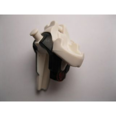 white minifigure head modified skull jaw lower with black armor and dark red cracks pattern