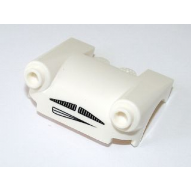 white vehicle mudguard 3 x 4 with headlights moustache grille and mouth pattern