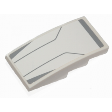 white slope curved 4 x 2 with gray lines and stripes pattern sticker - set 75090
